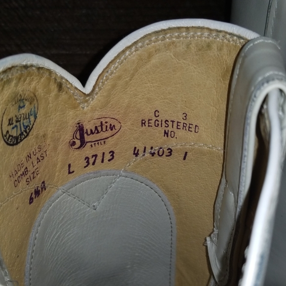 Vintage Justin White Pearlescent Boots - Picture 4 of 4